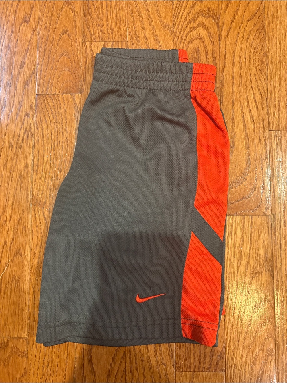 Nike boys Gray Athletic Shorts with Orange Panels